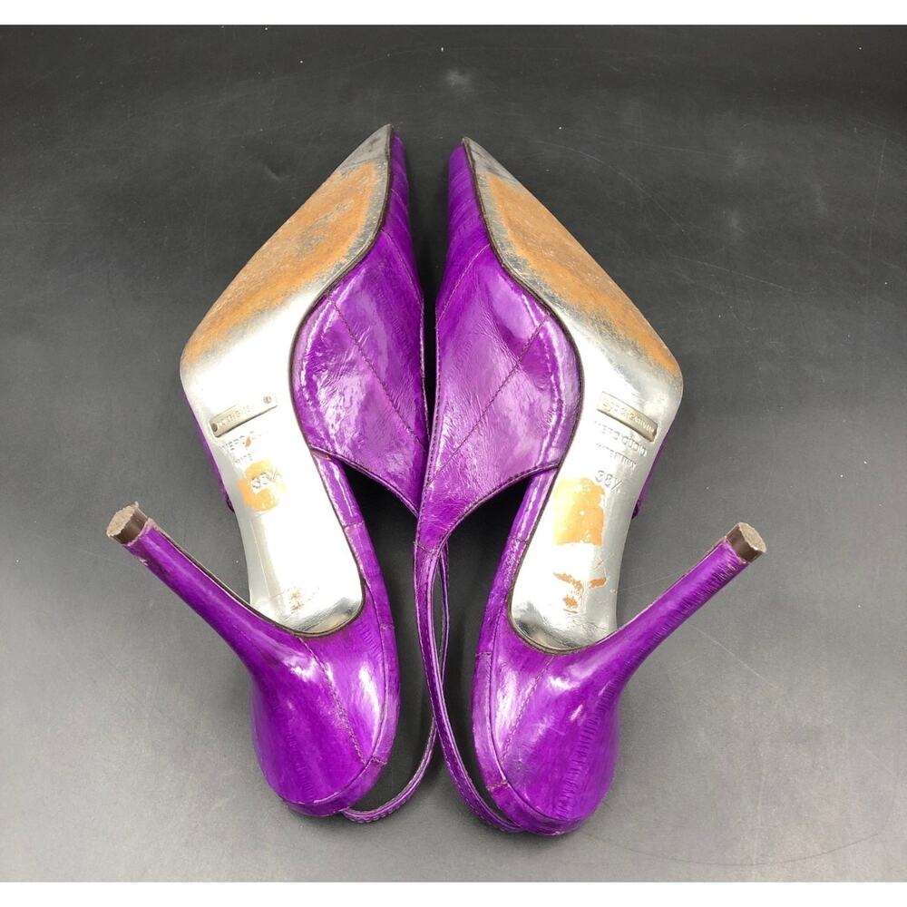 Dolce & Gabbana Crocodile Leather Slingback Heels Purple Pointed Toe Sz. 8 - Picture 4 of 9